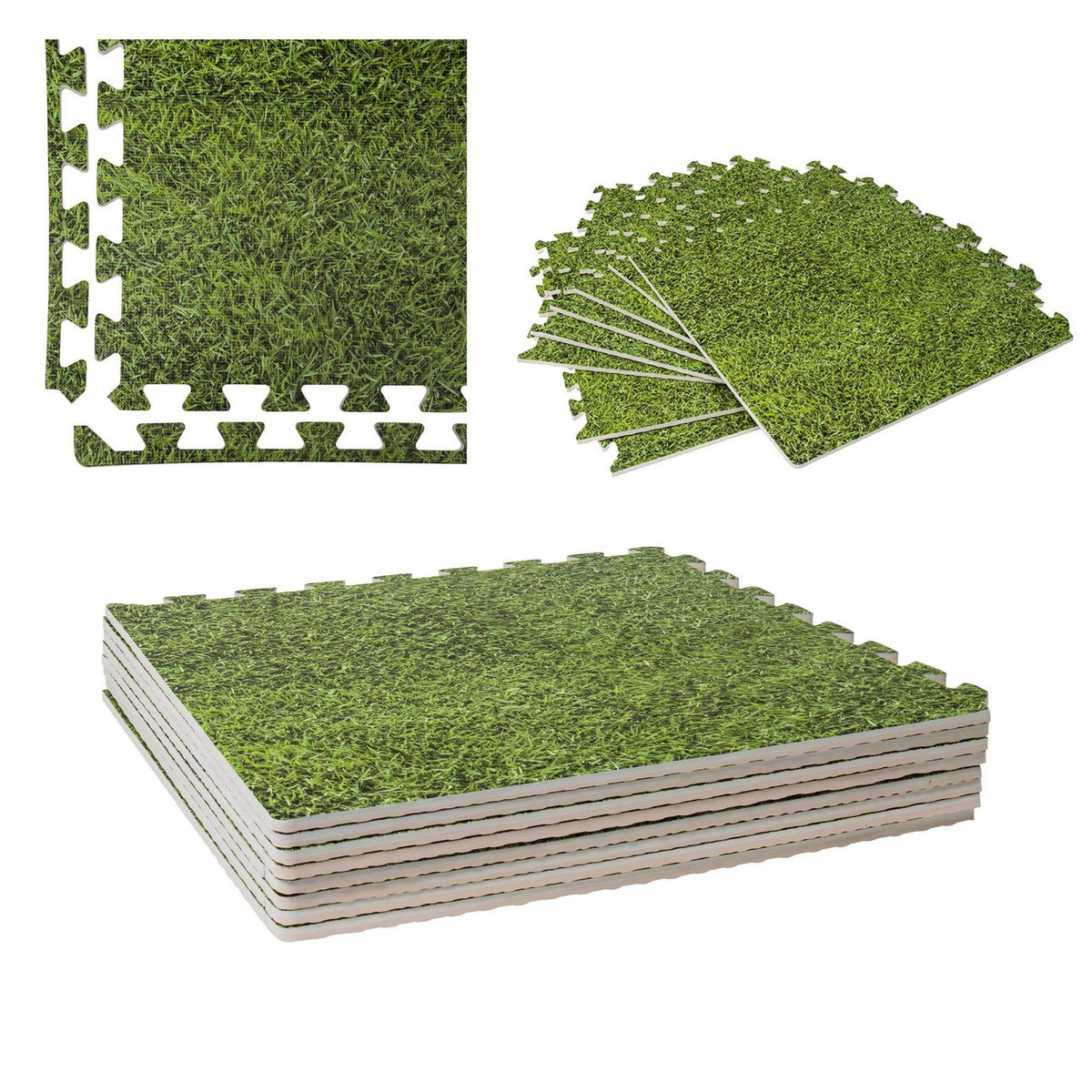 WERKAPRO Dalle pour piscine imprimé gazon  50x50cm  1cm épaisseur 8 pièces WERKA PRO