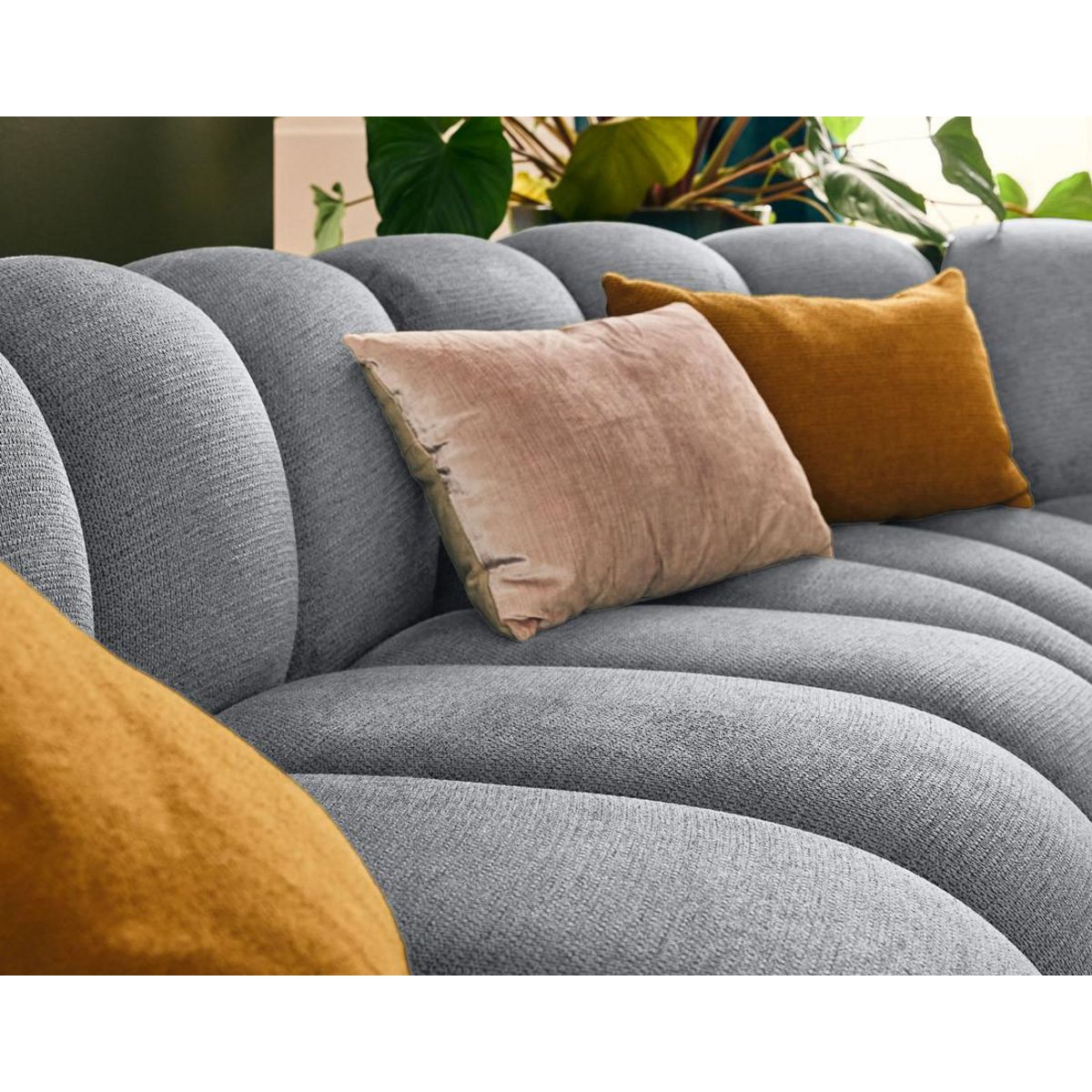 LISA DESIGN Debbie - canapé modulable d'angle droit 5 places en tissu texturé