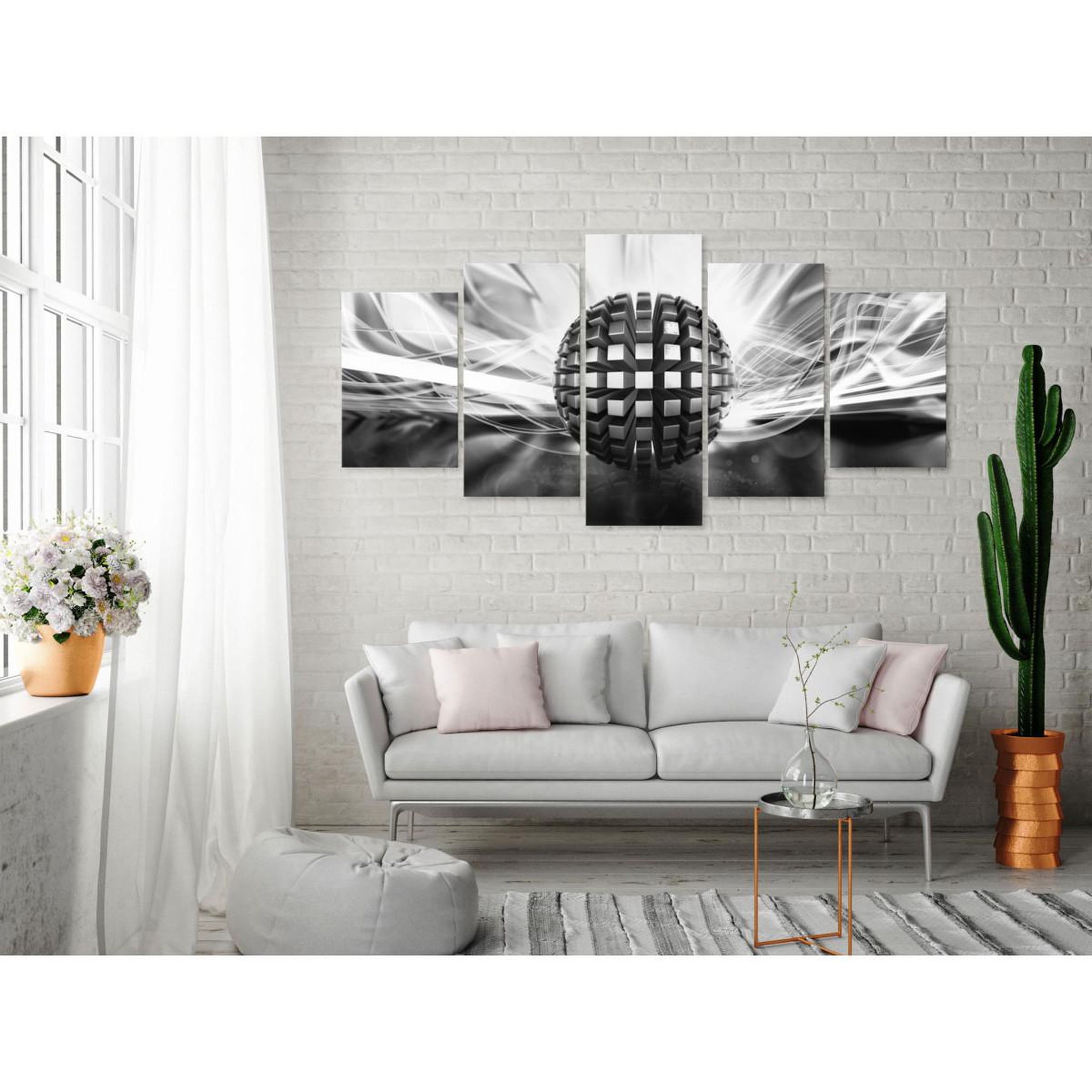 Voir la diapositive 2 : Paris Prix Tableau 5 panneaux  metal ball wide black & white