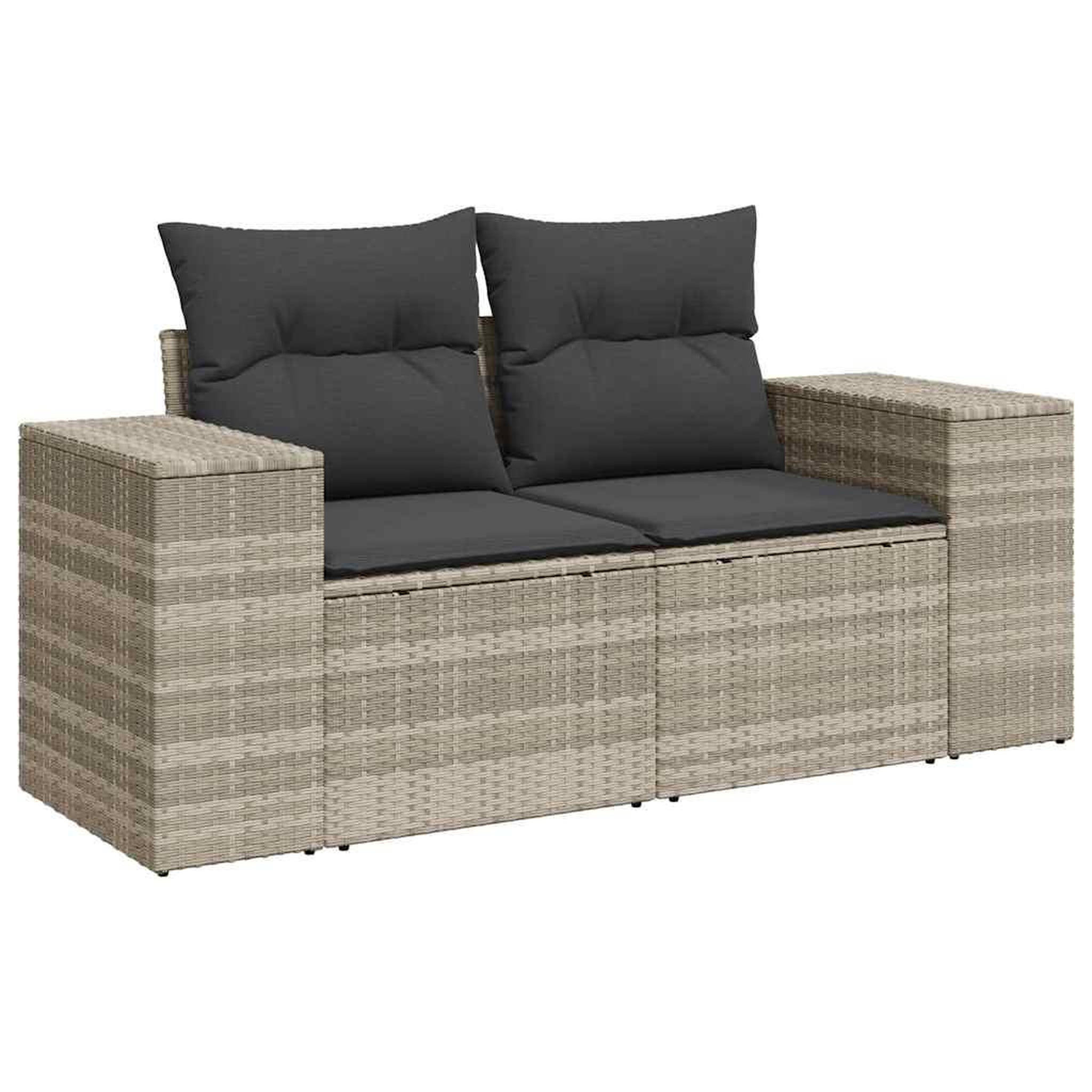 Voir la diapositive 4 : VIDAXL Salon de jardin 5 pcs avec coussins gris clair resine tressee