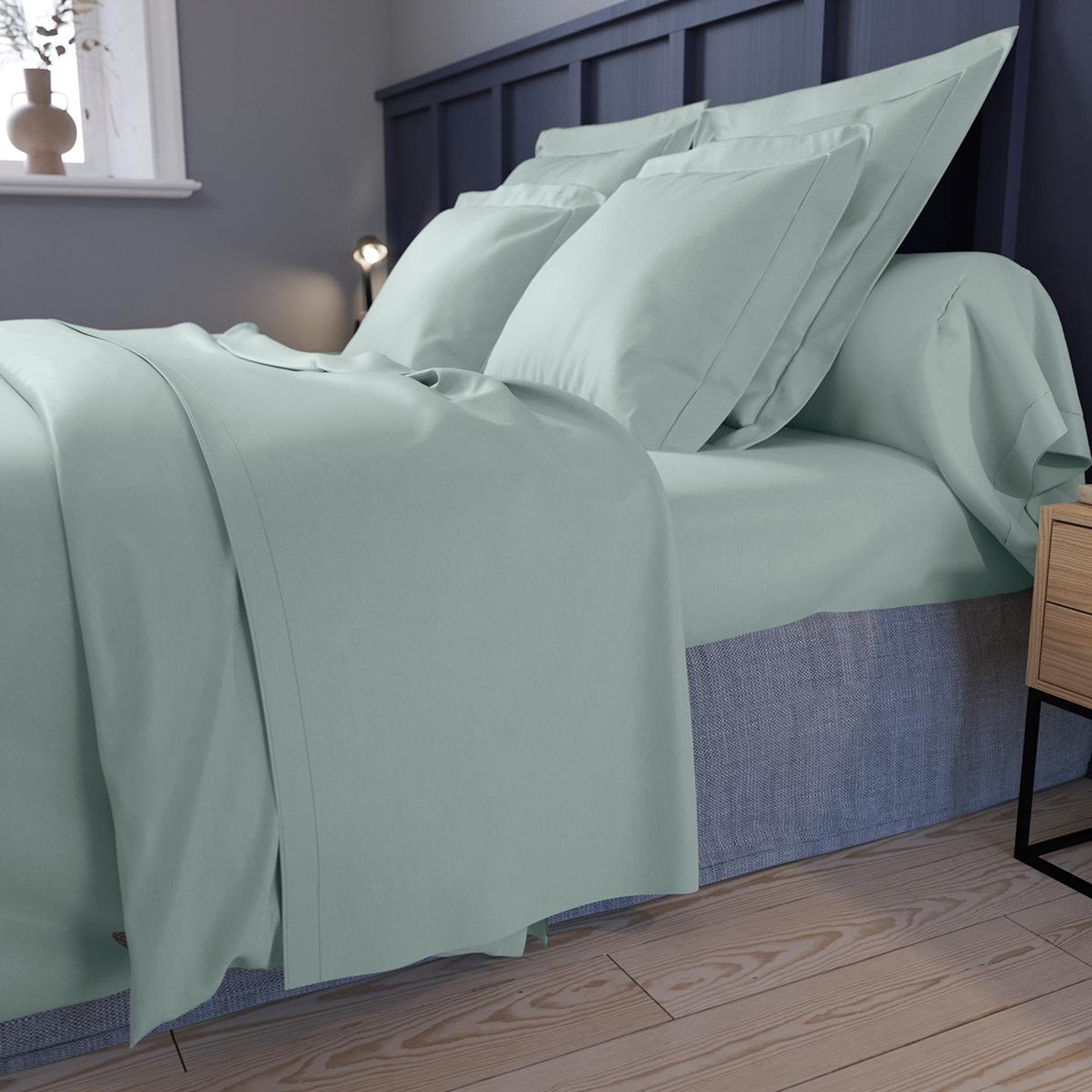 Voir la diapositive 3 : DODO Drap housse harmonie satin de coton coloris menthe
