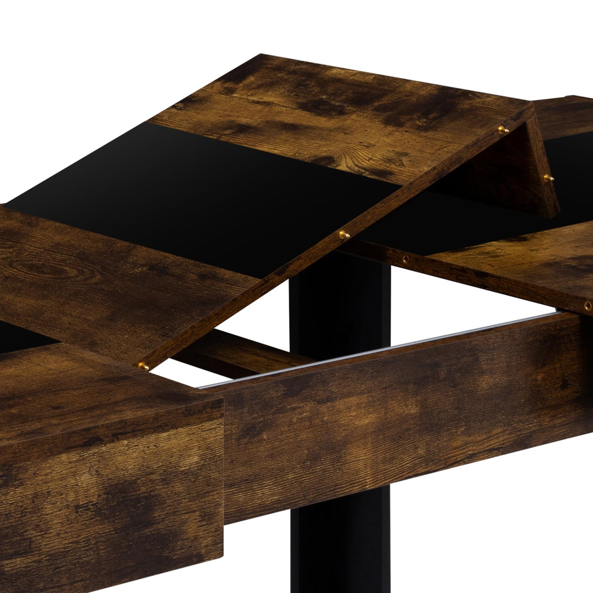 Voir la diapositive 6 : ID MARKET Table à manger extensible rectangle phoenix 4-8 personnes bois effet vieilli et noir bande centrale noire 160-200 cm