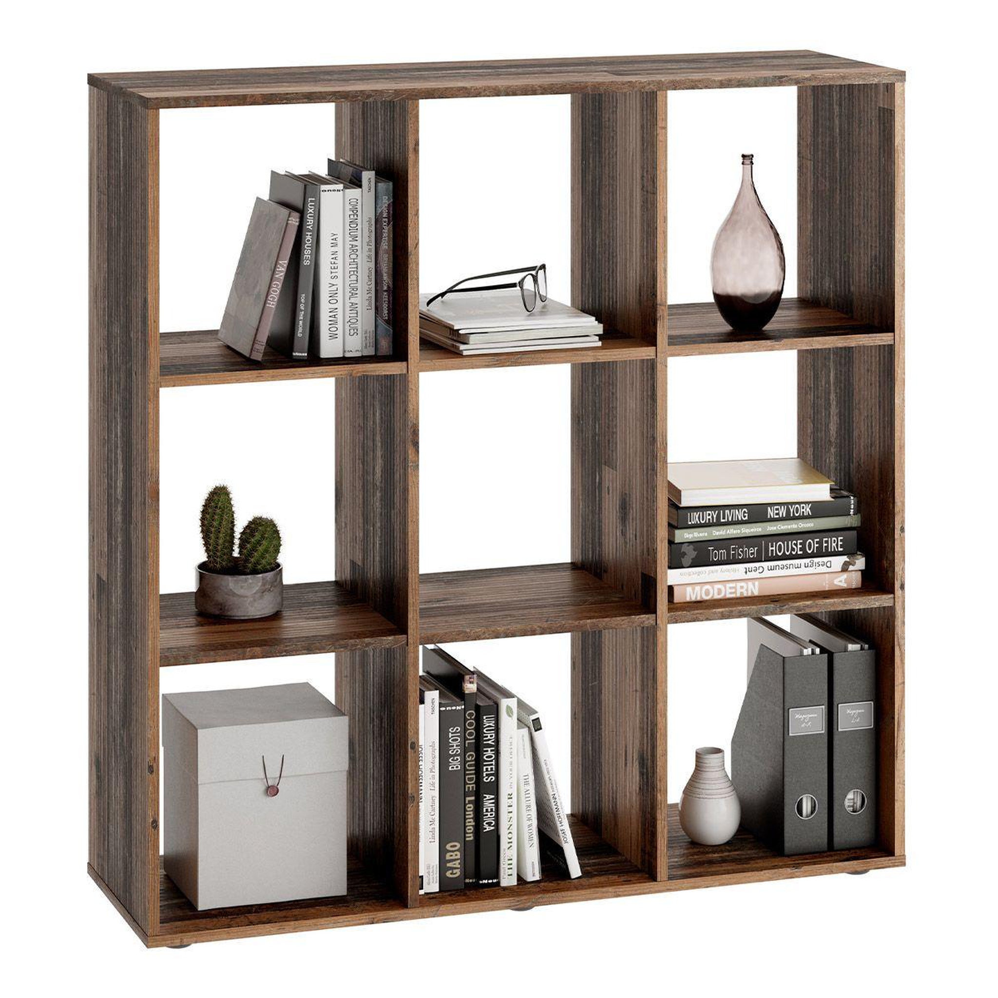 Voir la diapositive 3 : Paris Prix Étagère 9 cases design  gaman  108cm chêne foncé