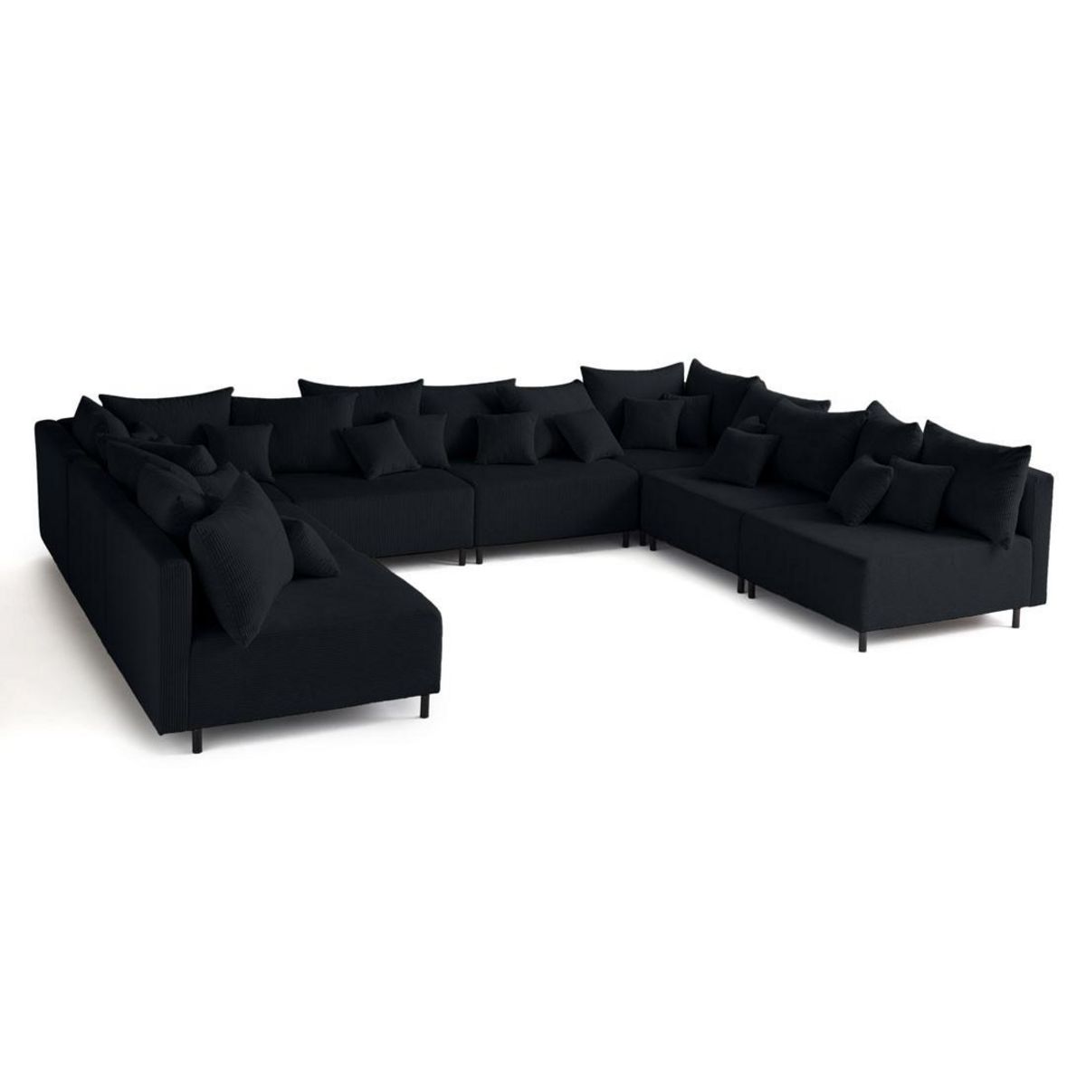 LISA DESIGN Edinburg - canapé modulable panoramique 8 places - en velours côtelé