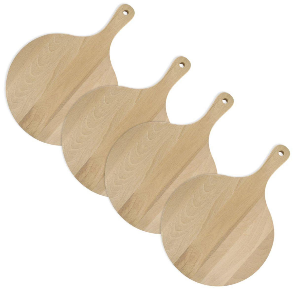 Fackelmann Lot de 4 planches à pizza et tarte flambée en bois 30 cm Fackelmann Pizzas Lovers