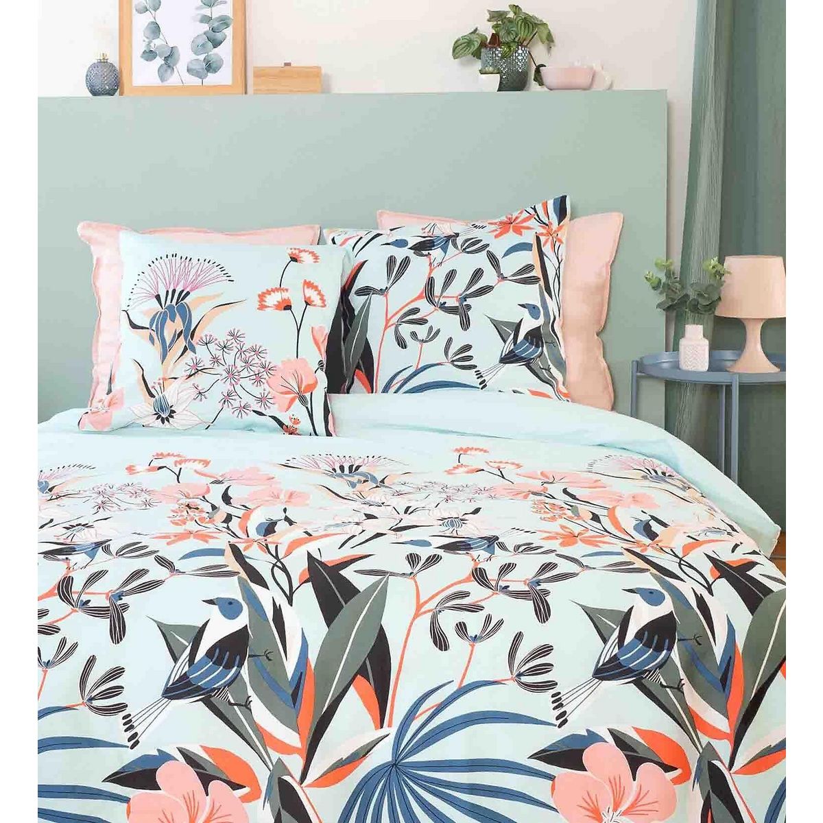 Home collection Parure housse de couette 100% satin de coton bio 78fils paya