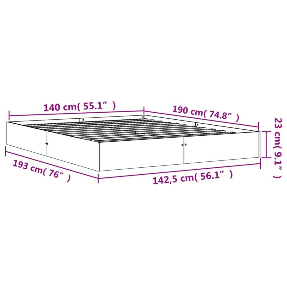 VIDAXL Cadre de lit sans matelas cire marron 140x190cm bois pin massif