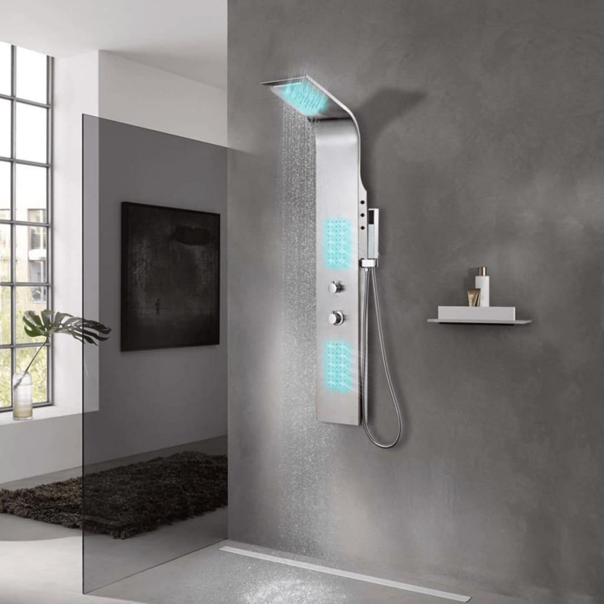 VIDAXL Systeme de panneau de douche acier inoxydable incurve