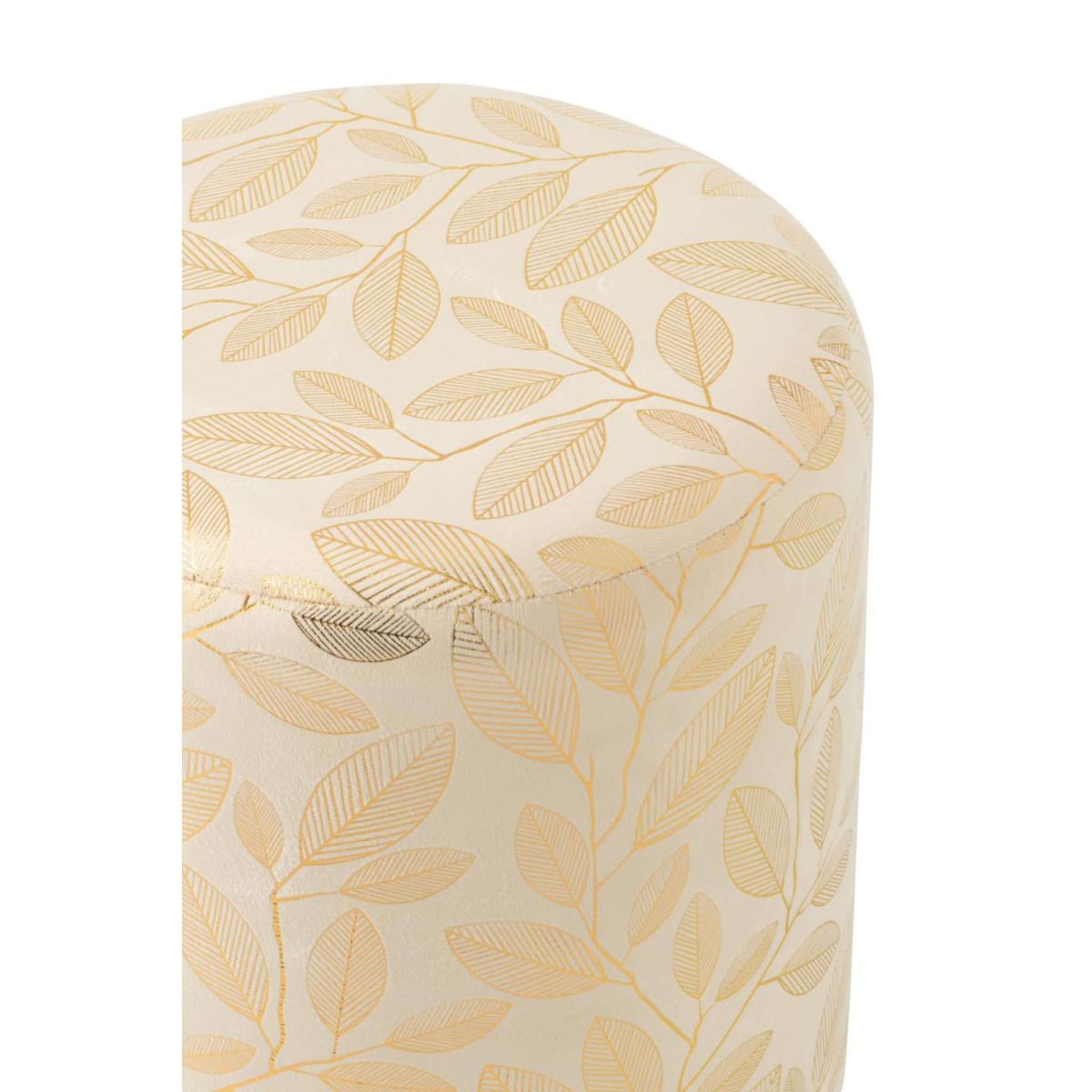 Voir la diapositive 3 : J-LINE Pouf cylindrique  moon  41cm écru & doré