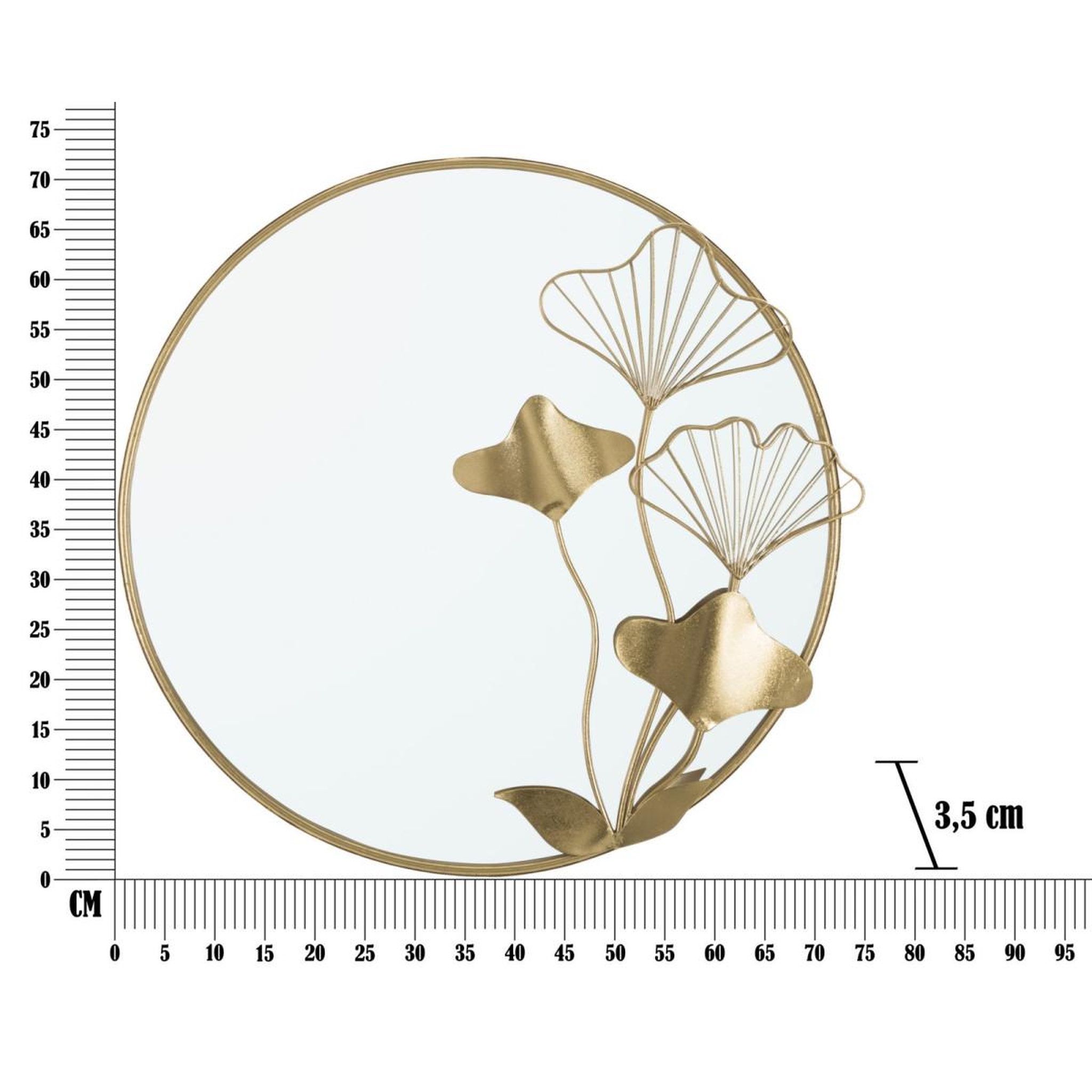 Voir la diapositive 6 : Paris Prix Miroir Mural Design  Flora  75cm Or