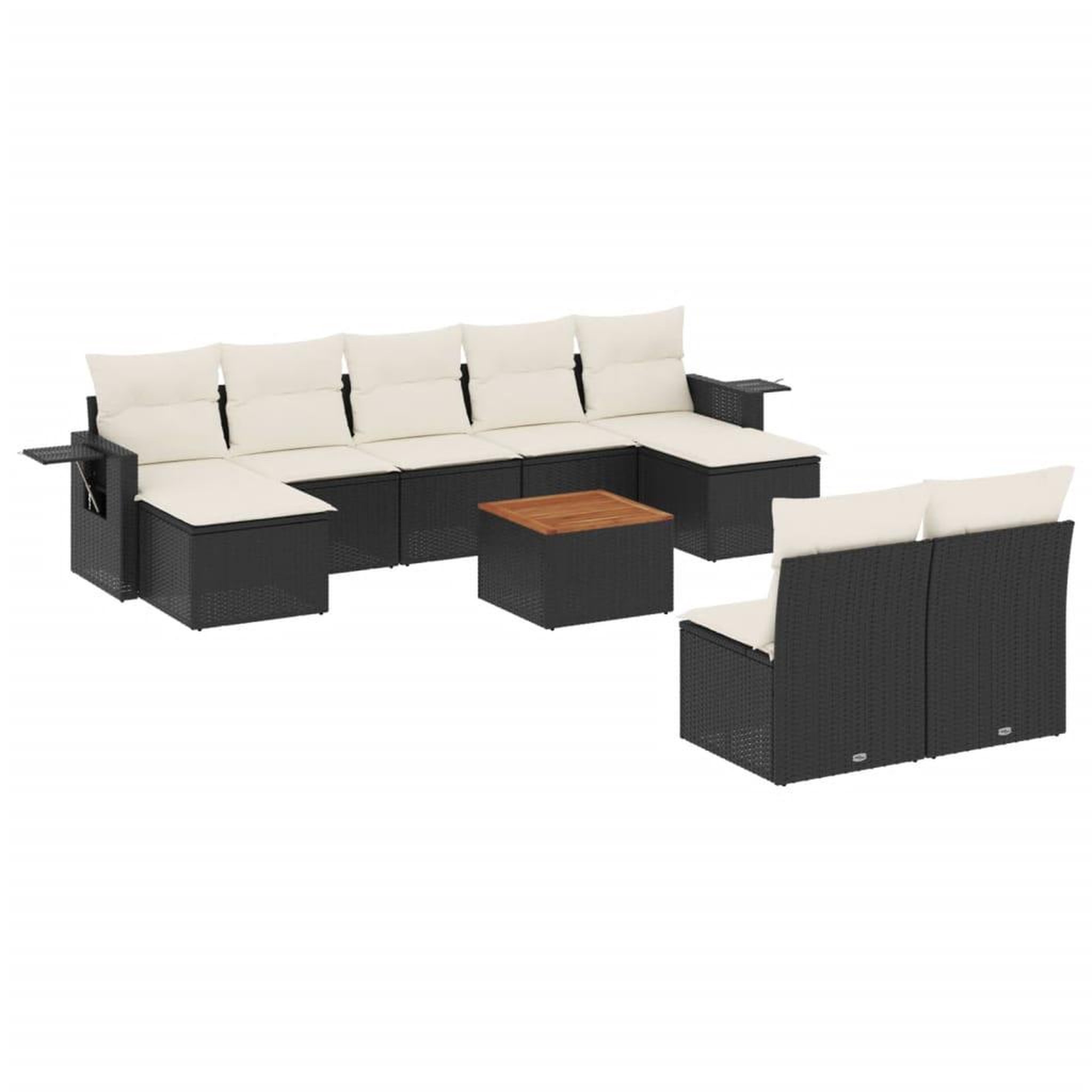 Voir la diapositive 2 : VIDAXL Salon de jardin 10 pcs avec coussins noir resine tressee