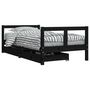 Voir la diapositive 2 : VIDAXL Cadre de lit pour enfant tiroirs noir 80x160 cm bois pin massif