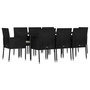 Voir la diapositive 3 : VIDAXL Ensemble a manger jardin 9pcs et coussins noir resine tressee
