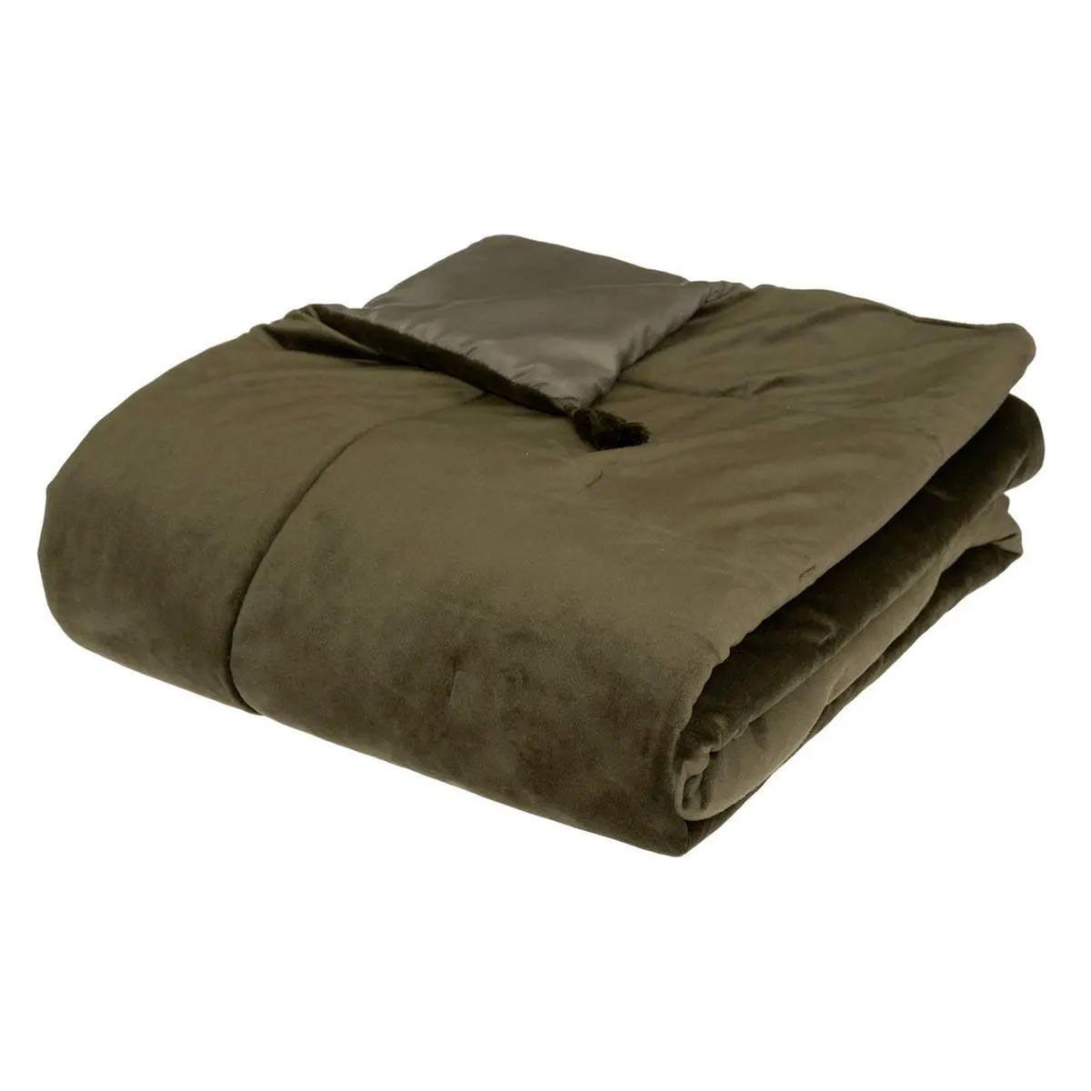 ATMOSPHERA Dessus de Lit Velours  Froz  80x180cm Vert Kaki