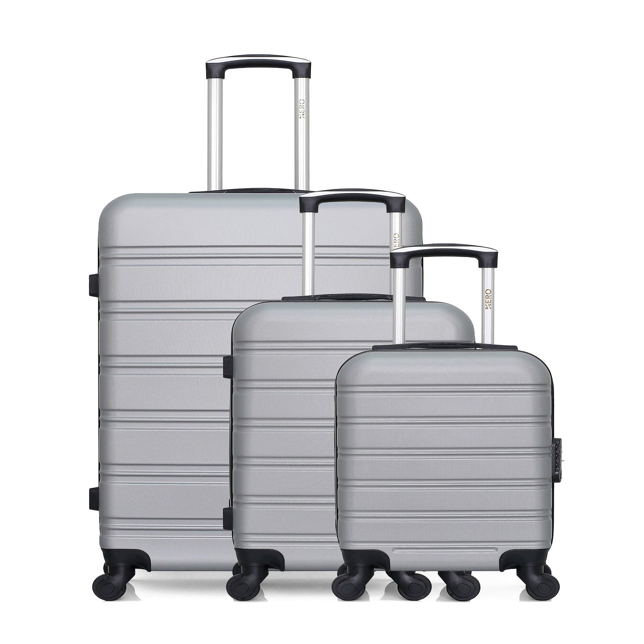 HERO Hero - lot de 3 - valise grand format, valise cabine et valise cabine xxs renoso. Coloris disponibles : Gris, Beige