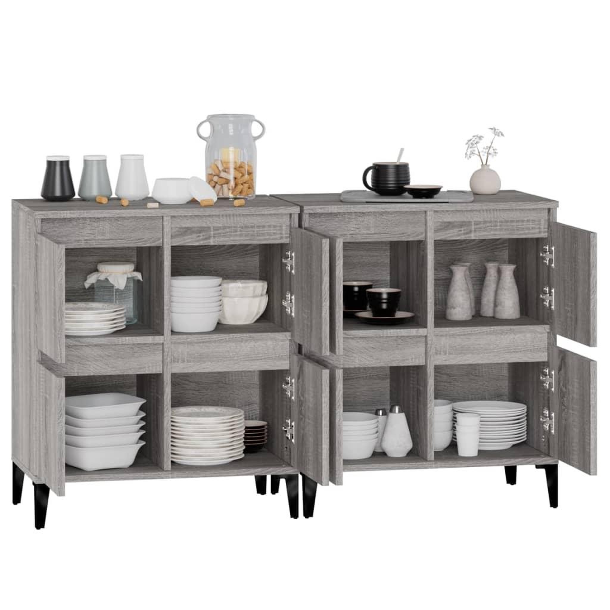 Voir la diapositive 5 : VIDAXL Buffets 2 pcs sonoma gris 60x35x70 cm bois d'ingenierie