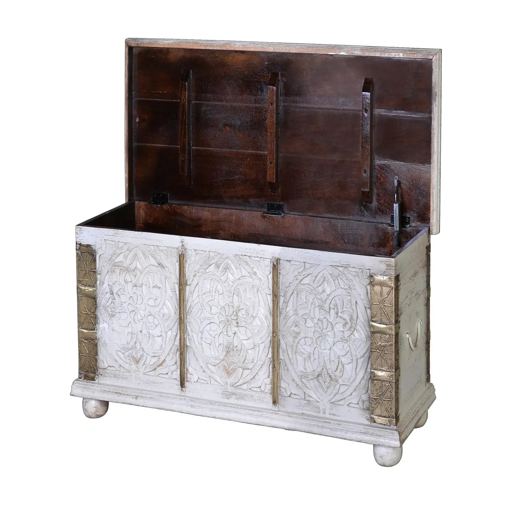 Voir la diapositive 3 : GINER Y COLOMER SL Coffre en bois de manguier 116 cm style rustique vintage