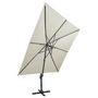 Voir la diapositive 2 : VIDAXL Parasol de jardin en porte-a-faux et mat et lumieres LED sable