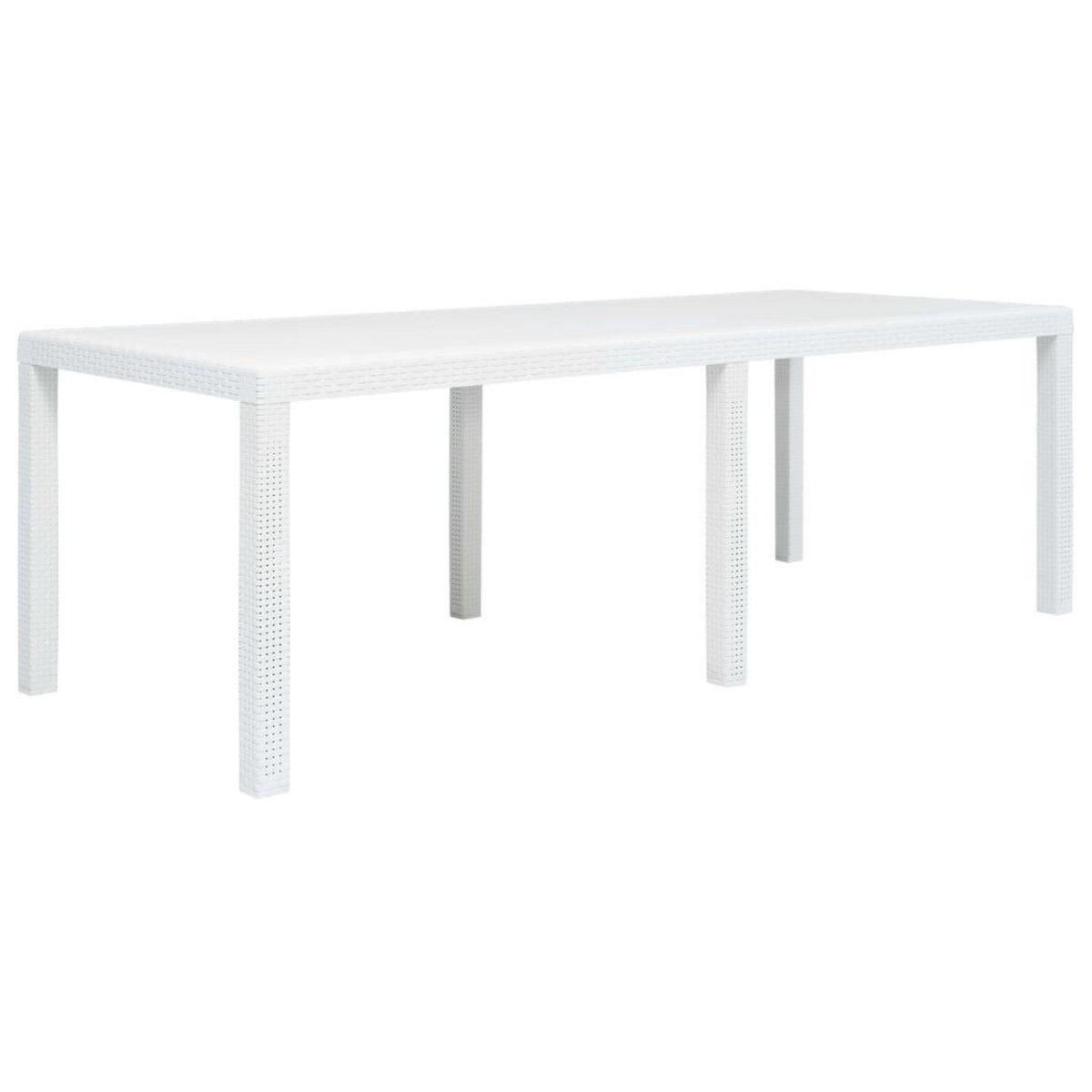 VIDAXL Table de jardin Blanc 220x90x72 cm Plastique Aspect de rotin