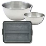 ZENKER Lot avec 1 Moule à baguette en silicone fibre de verre, 1 spatule Zenker et 2 bols à mixer en inox Fackelmann