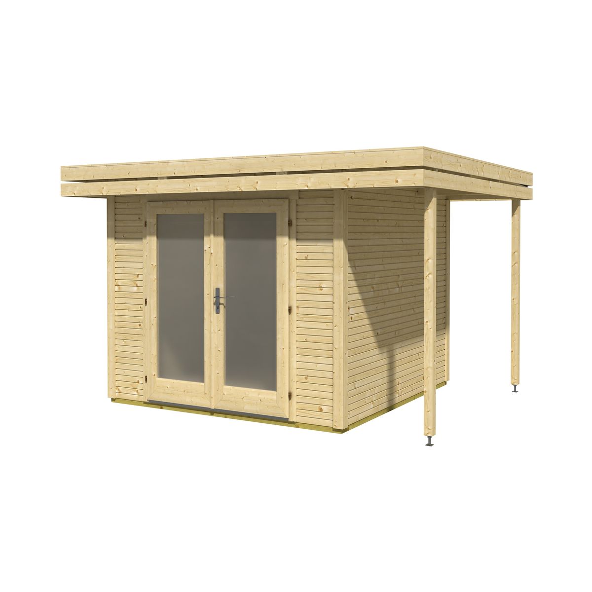 Abri jardin bois ANVERS / toit plat avec auvent / 5.97m² / 28mm