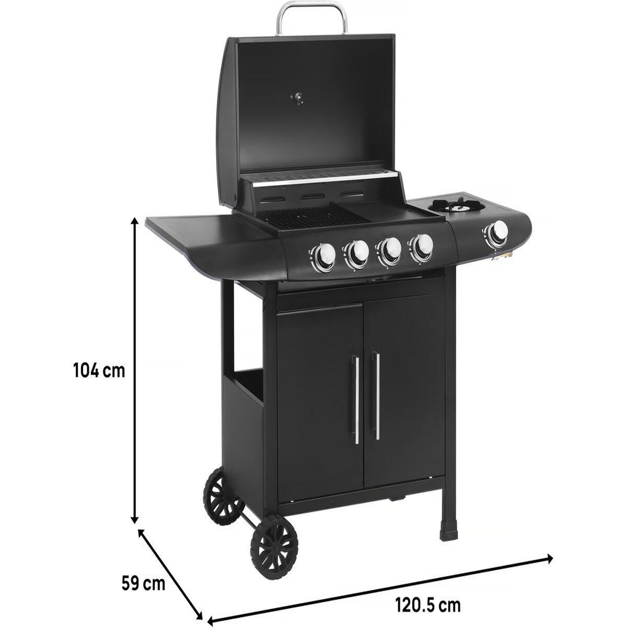Voir la diapositive 4 : Habitat et Jardin Barbecue gaz  feria 5  - 5 brûleurs dont 1 latéral - 14,5 kw - noir