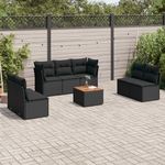 VIDAXL Salon de jardin 8 pcs avec coussins noir resine tressee