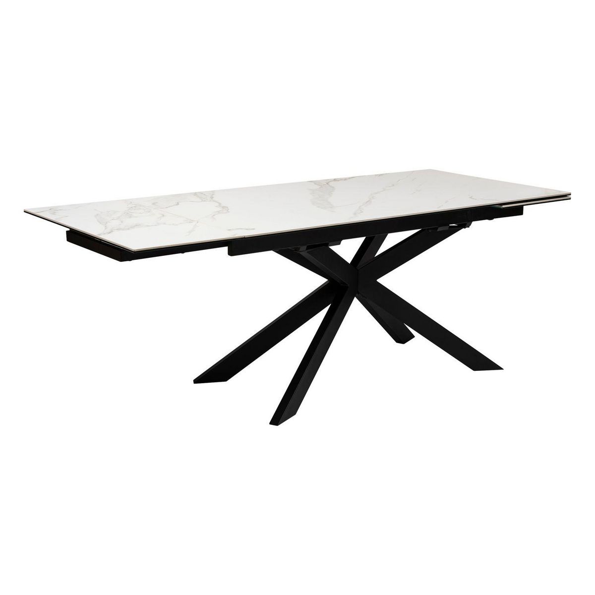 ATMOSPHERA Table à manger extensible en céramique et métal pour 6 à 8 personnes - Blanc