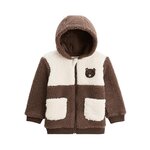 Petit Béguin Veste enfant en sherpa avec capuche Cracotte. Coloris disponibles : Marron