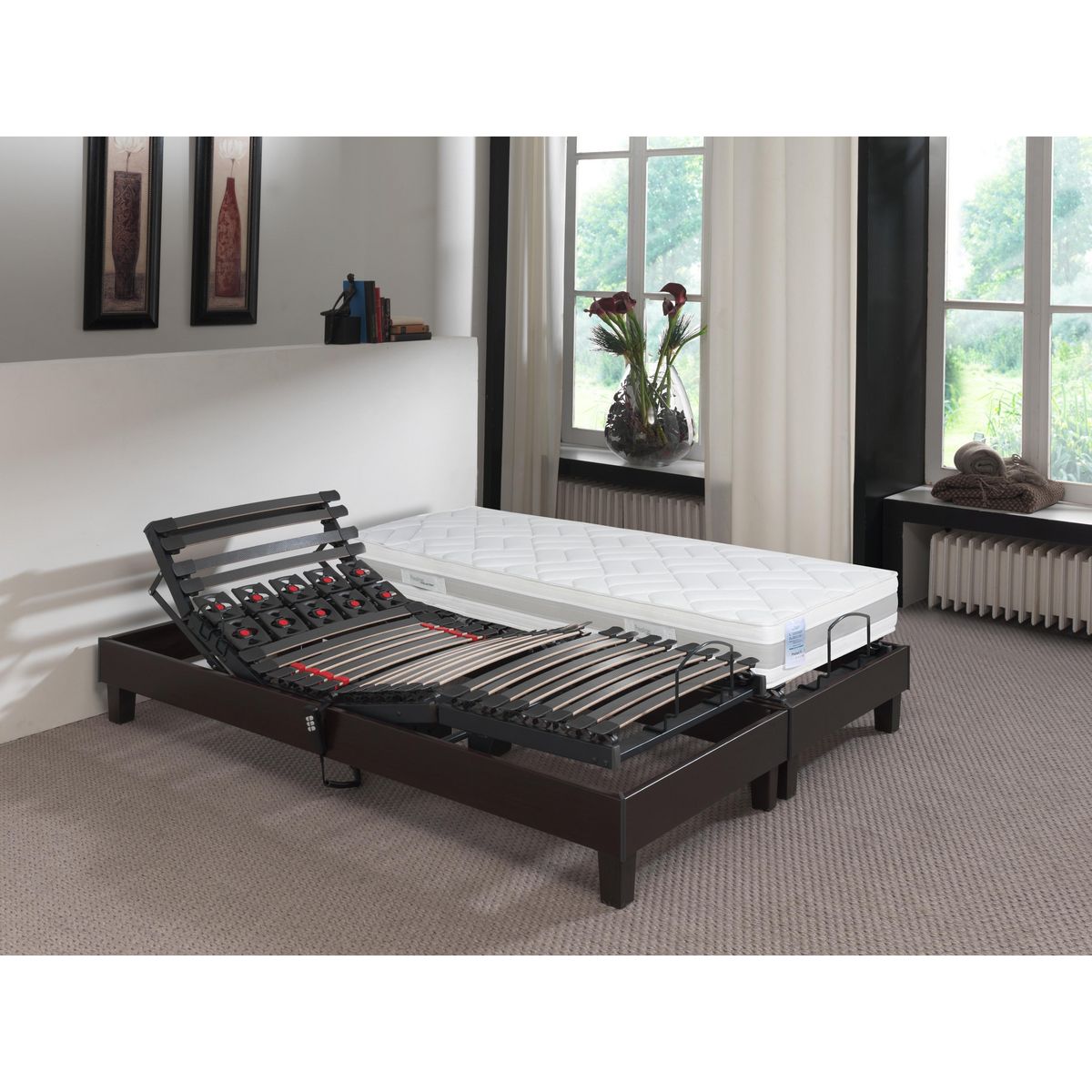 PRESTIGE Collection Lit relaxation électrique TPR  mousse mémoire de forme 55 kg/m3 - H21 cm - 160x200 cm LUXAFLEX