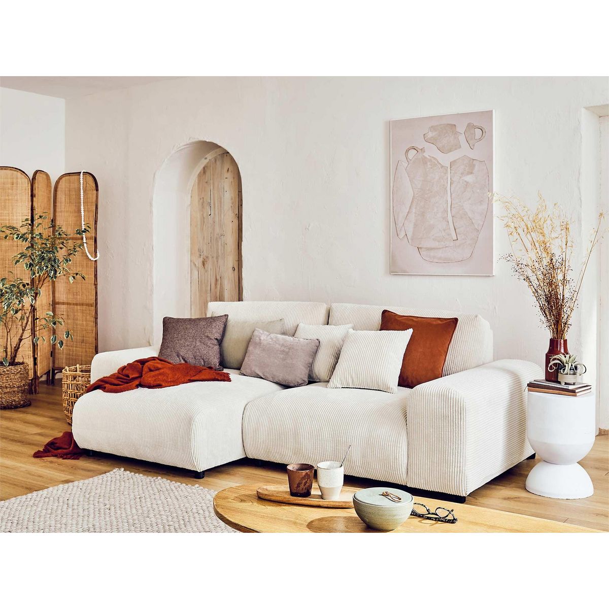 LISA DESIGN Garance - canapé d'angle réversible - 4 places - en velours côtelé