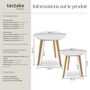 Voir la diapositive 6 : tectake Lot de 2 tables d'appoint style scandinave marron/blanc