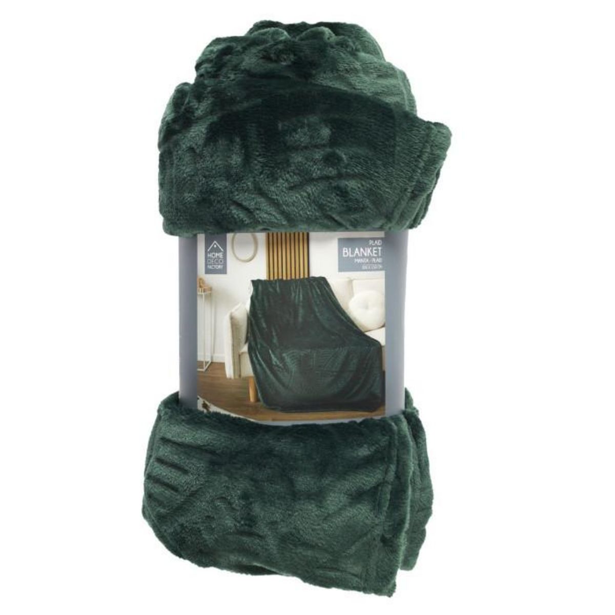 Paris Prix Plaid Flanelle Embosse  Roméo  150x200cm Vert Sapin