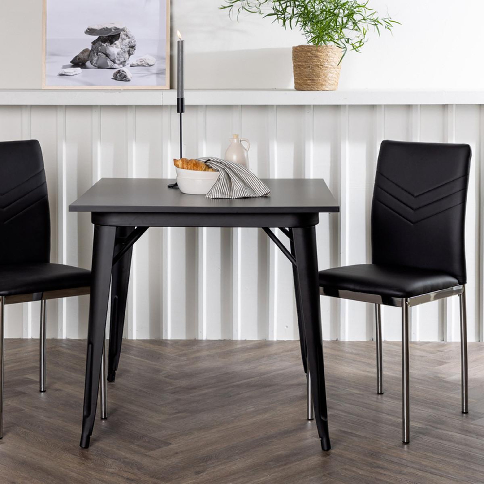 Voir la diapositive 5 : Paris Prix Ensemble table à manger & 2 chaises  tempe & lily  80cm noir