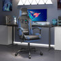 Voir la diapositive 1 : VIDAXL Chaise de jeu pivotante et repose-pied Noir et bleu Similicuir