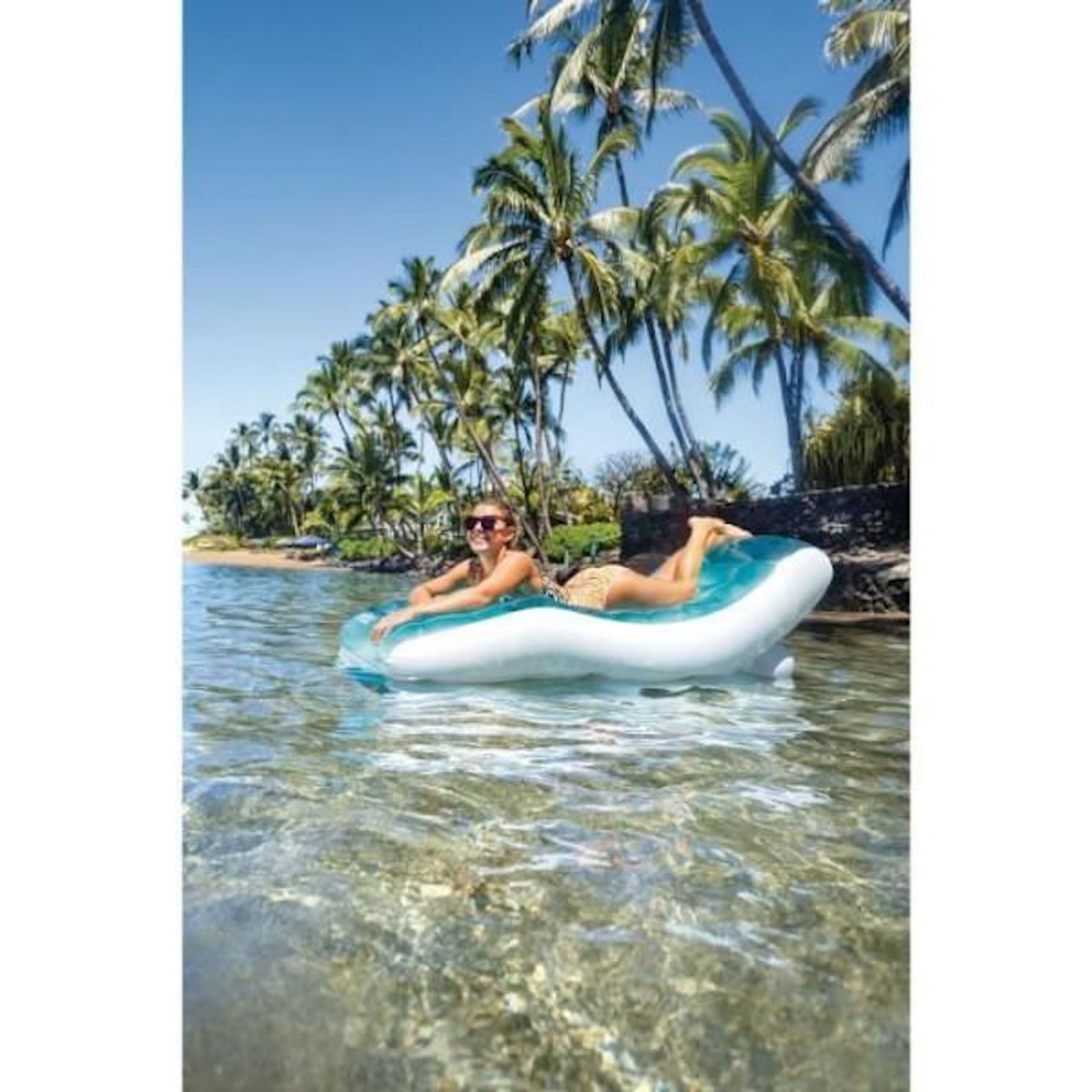 INTEX Matelas gonflable chaise longue INTEX - Asymétrique - Bleu océan - 191 x 99 cm