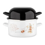 BAUMALU Marmite a moule BAUMALU 20 cm - Décor phares - Couvercle noir - Blanc