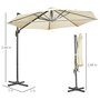 Voir la diapositive 3 : OUTSUNNY Parasol déporté octogonal inclinable manivelle avec pied en acier Ø 2,94 x 2,48H m beige clair