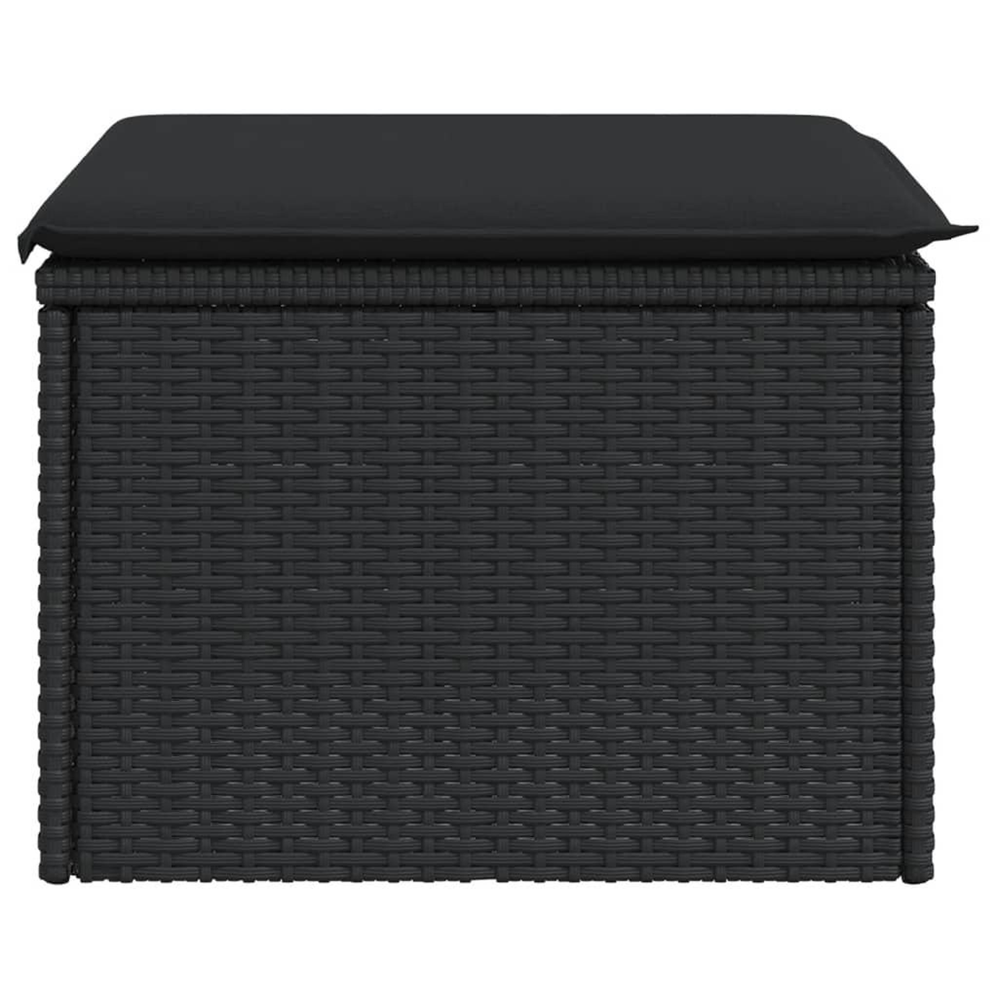 Voir la diapositive 5 : VIDAXL Tabouret de jardin avec coussin noir 55x55x37 cm resine tressee