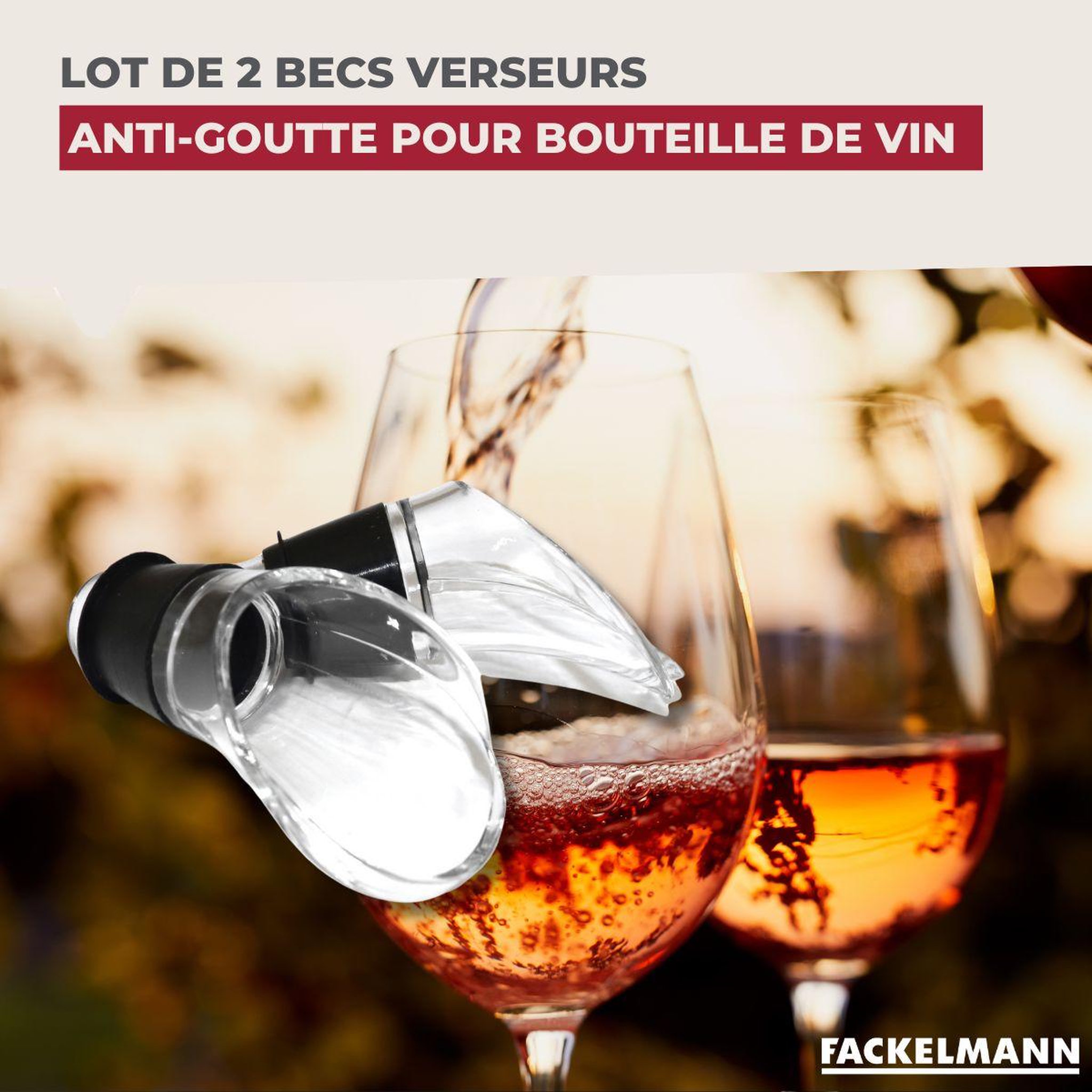 Voir la diapositive 2 : Fackelmann Lot de 2 becs verseurs anti-goutte pour bouteilles fackelmann bar concept