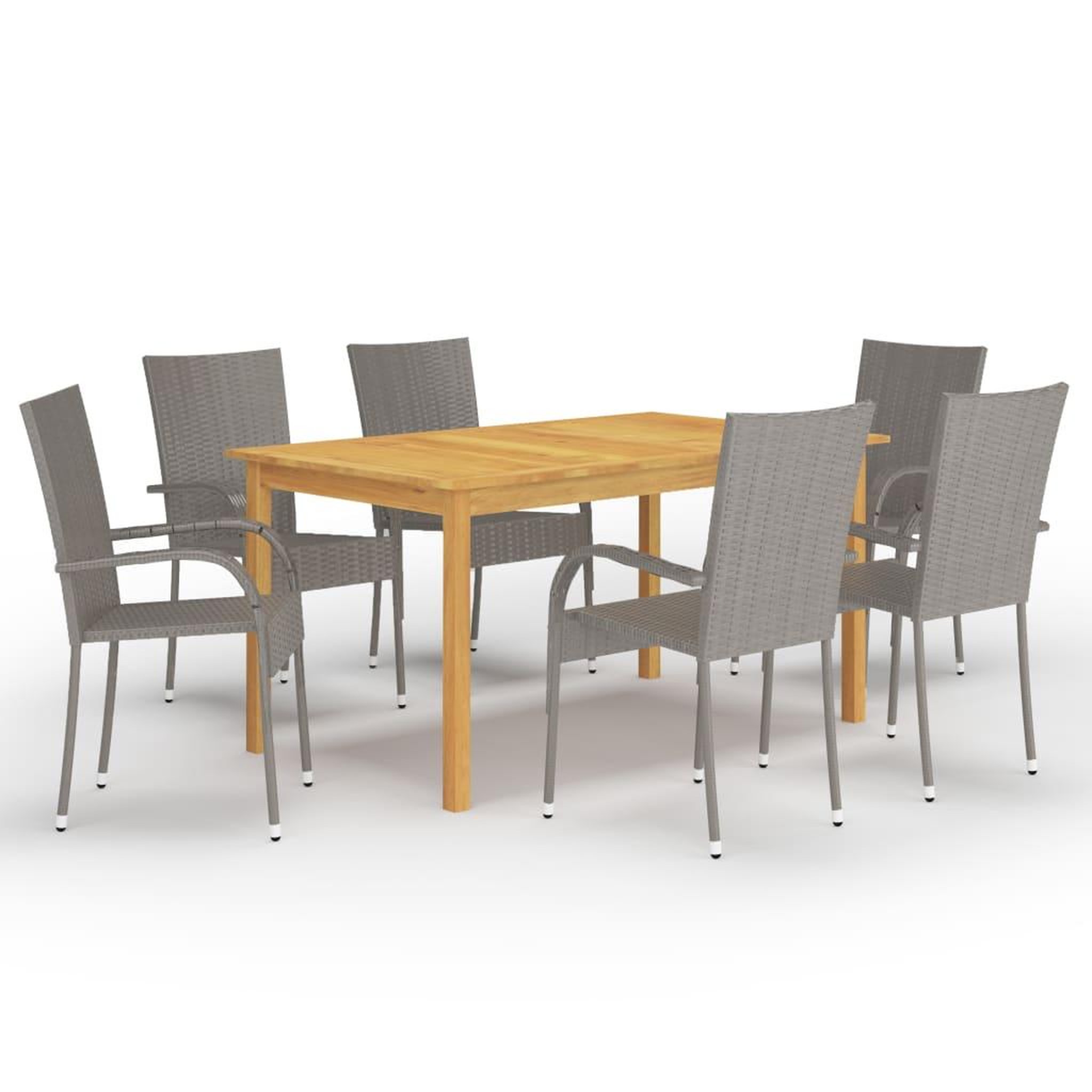 Voir la diapositive 1 : VIDAXL Ensemble a manger de jardin 7 pcs Gris
