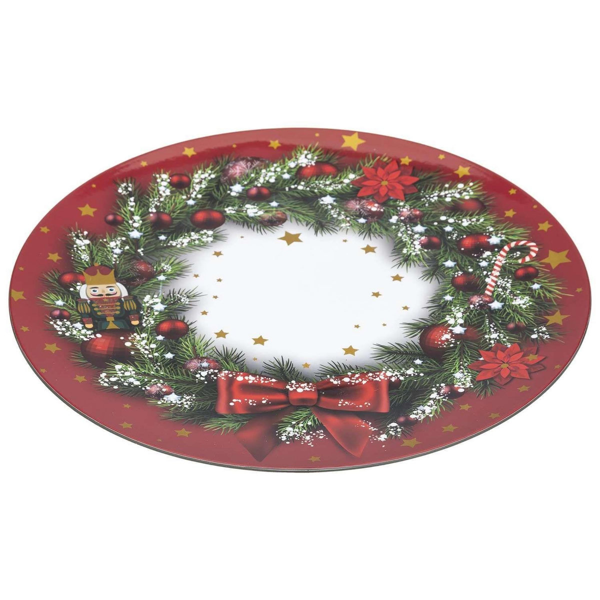 ATMOSPHERA Lot de 12 dessous d'assiette Couronne de Noël D. 33 cm - Rouge