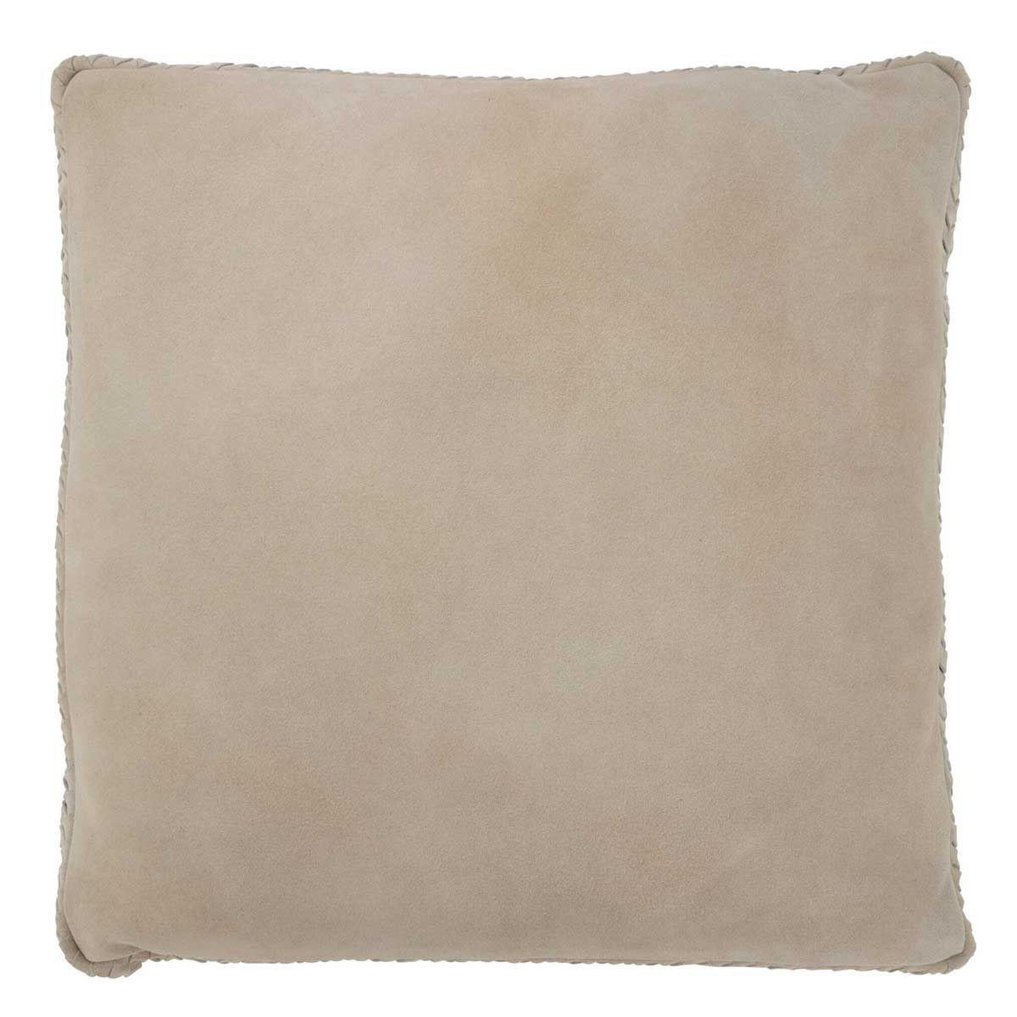 J-LINE Coussin tissé en cuir  coleman  45x45cm gris