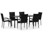 Voir la diapositive 2 : VIDAXL Ensemble a manger de jardin 7 pcs Noir Resine tressee