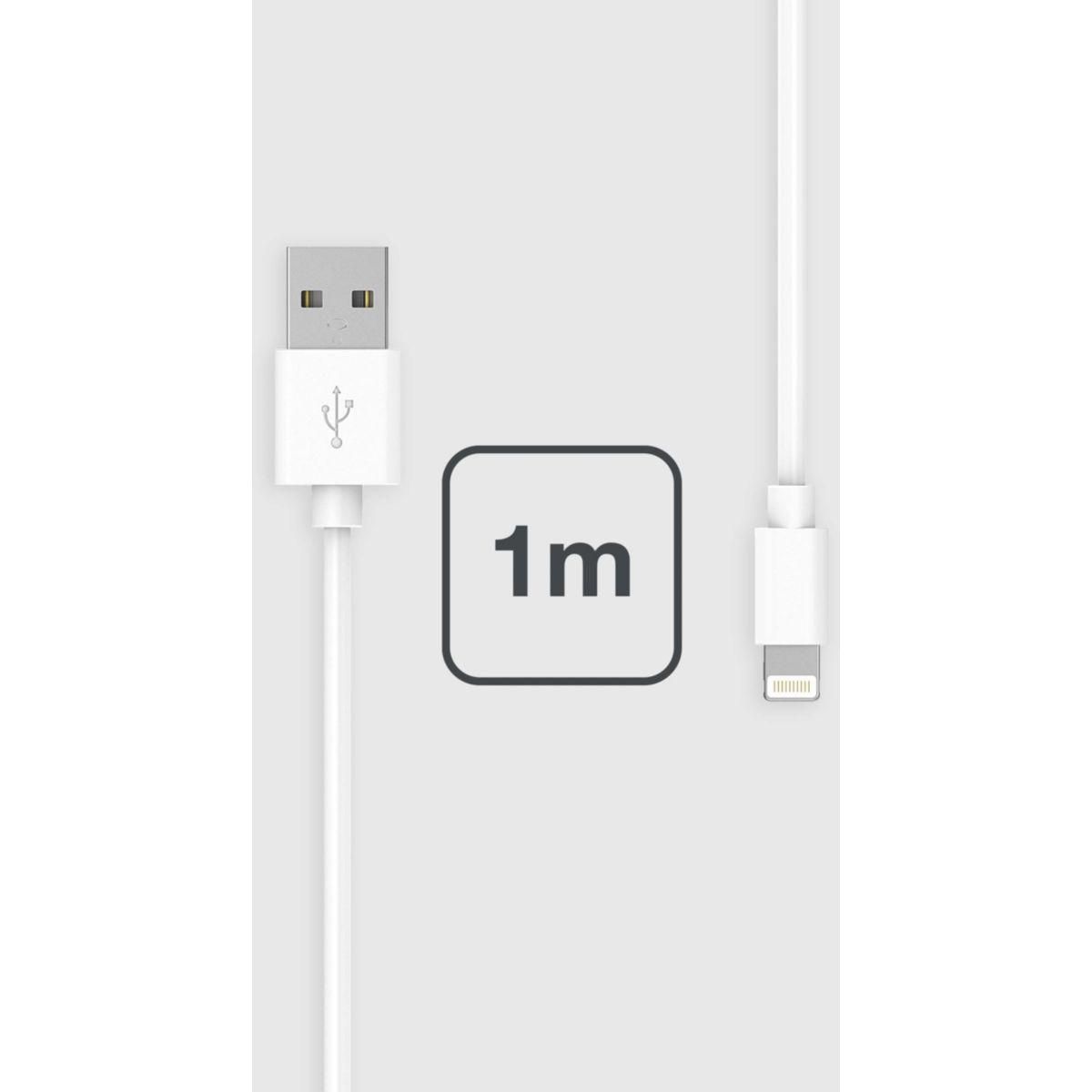 ESSENTIEL B Câble Lightning vers USB 1M certifié Apple Blanc