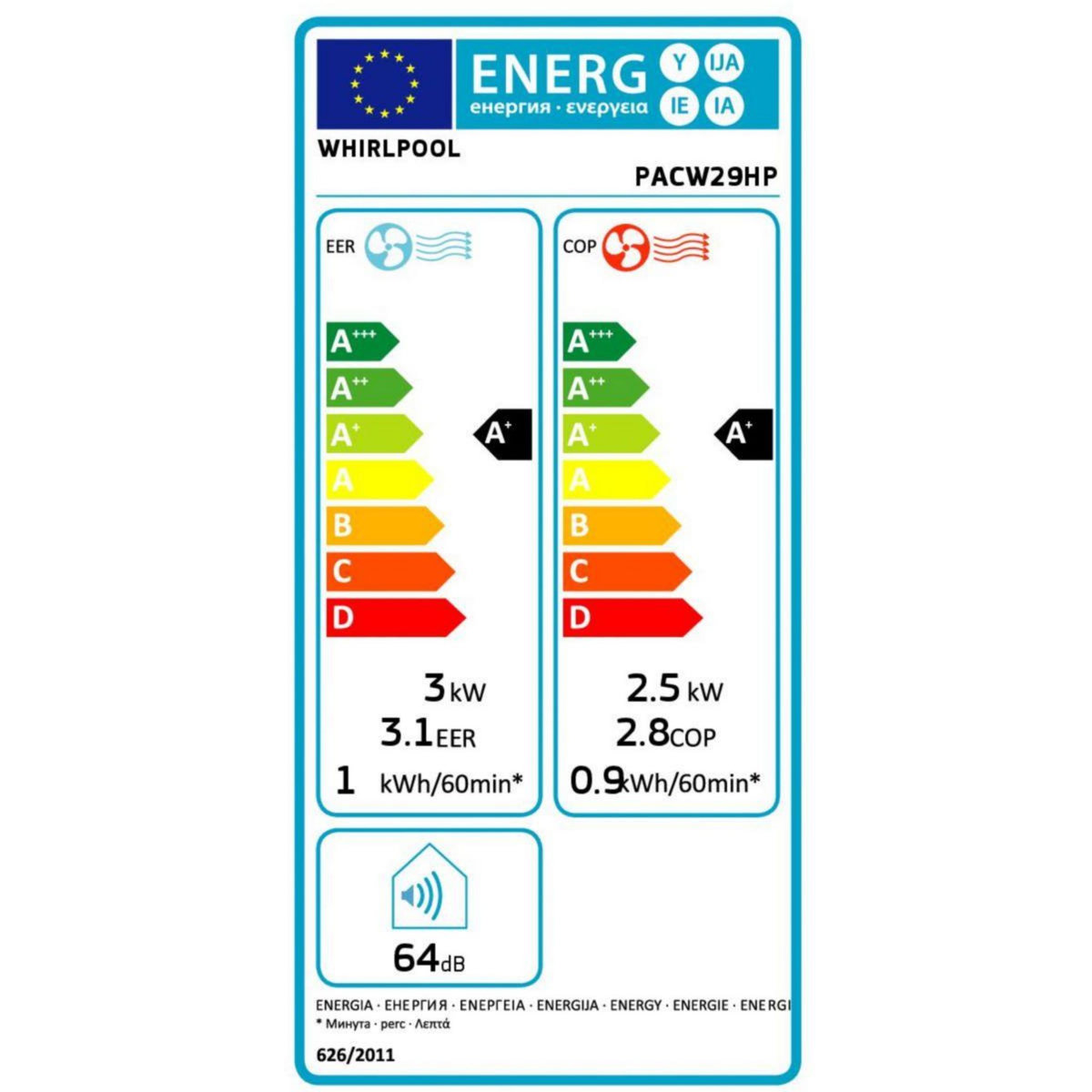 Whirlpool Clim réversible PACW29HP
