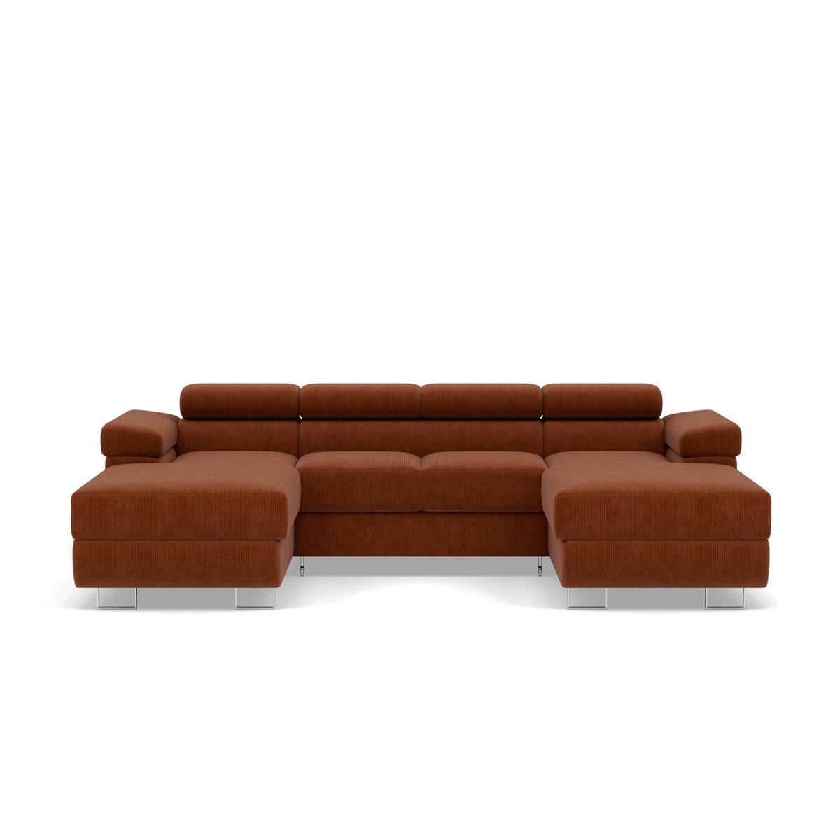 BEST MOBILIER Pablo - canapé panoramique en u - 7 places - convertible avec coffres et têtières réglables - en velours côtelé