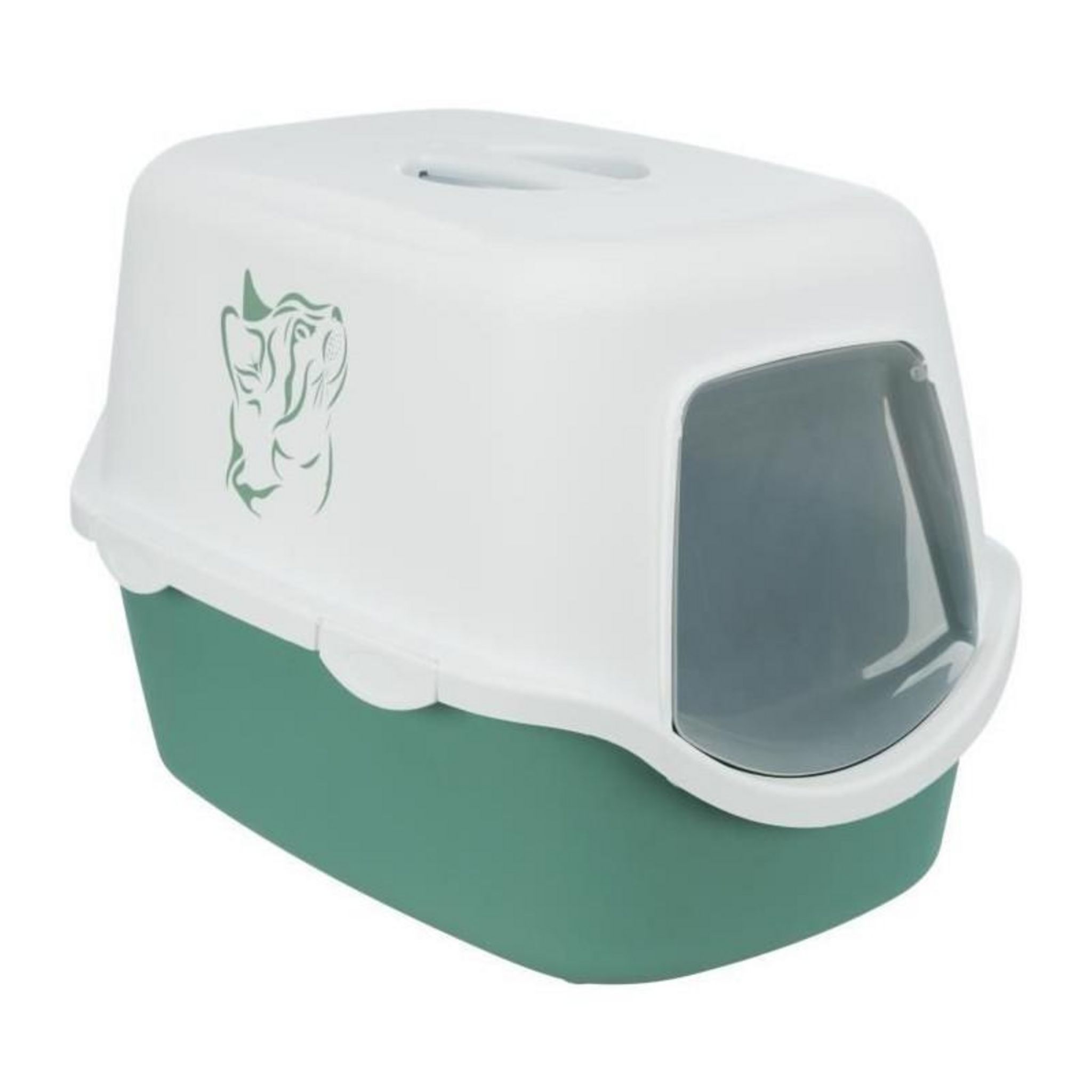 Vico Cat Litter Tray With Dome Turquoise & White - Potty Articals