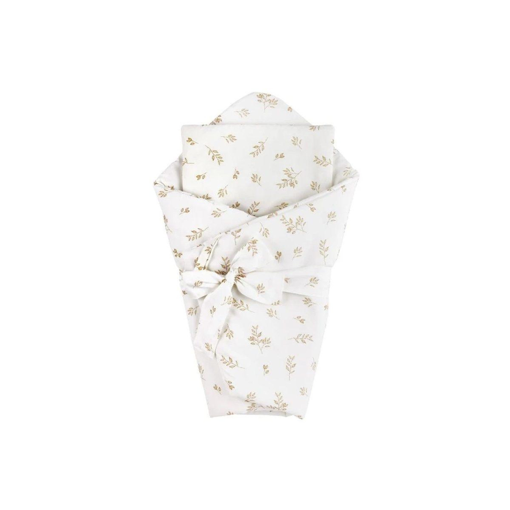 WALDIN Parure 2 en 1 couette et lange d'emmaillotage 75 × 75 cm - feuilles brunes