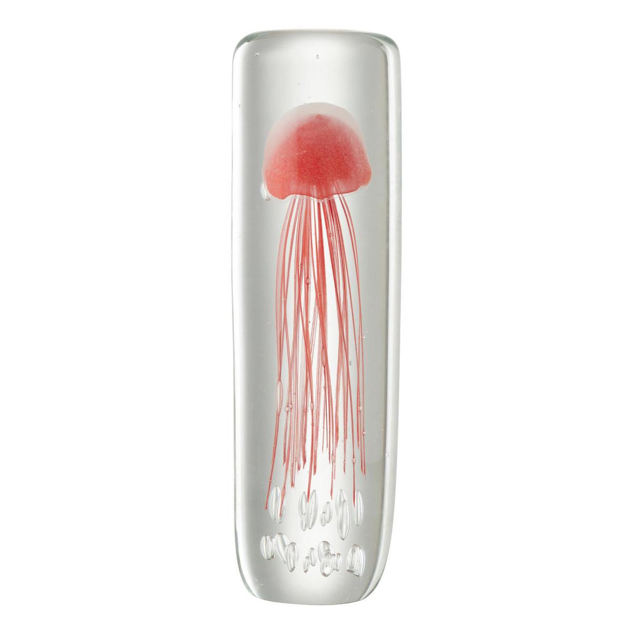 J-LINE Presse-papier en verre  méduse cylindre  29cm rouge soft